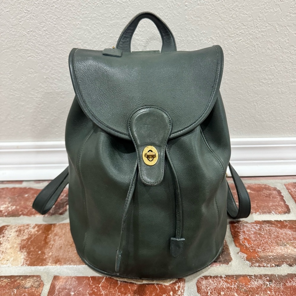 Vintage Coach Bottle Green Rucksack Backpack Turnlock 9943